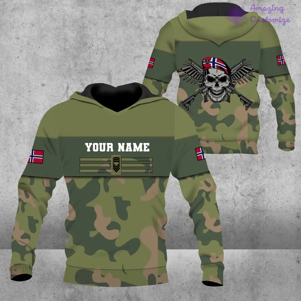 Personalized Norway Soldier/ Veteran Camo With Name And Rank Hawaiin Shirt 3D Printed - 17050176
