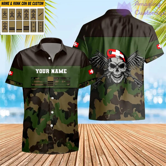 Personalized Swiss Soldier/ Veteran Camo With Name And Rank Hawaiin Shirt 3D Printed - 17050176