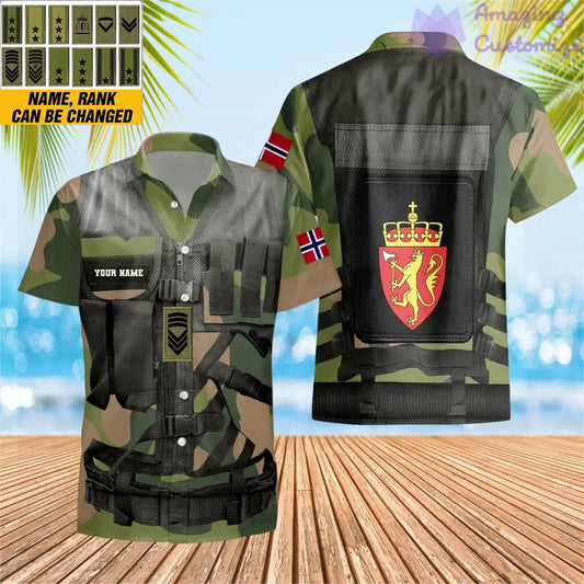 Personalized Norway Soldier/ Veteran Camo With Name And Rank Hawaiin Shirt 3D Printed - 1101240001