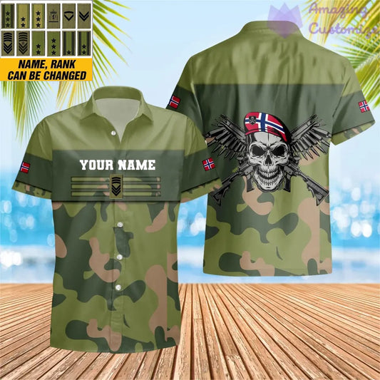 Personalized Norway Soldier/ Veteran Camo With Name And Rank Hawaiin Shirt 3D Printed - 1201240001