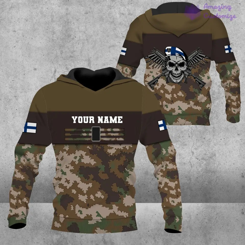 Personalized Finland Soldier/ Veteran Camo With Name And Rank T-shirt 3D Printed  - 17070912