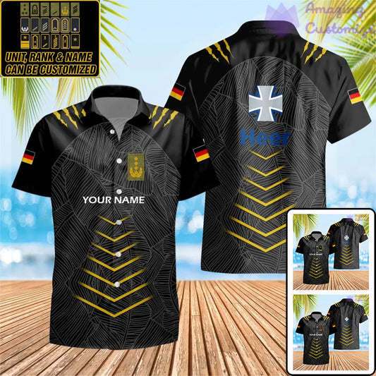 Personalized Germany Soldier/ Veteran Camo With Name And Rank Hawaii Shirt 3D Printed  - 1601240001