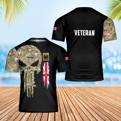 Personalized UK Soldier/ Veteran Camo With Name And Rank T-Shirt 3D Printed - 1707004801