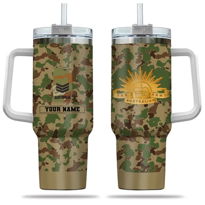 Personalized Australian Soldier/ Veteran Camo With Name And Rank 40oz Tumbler 3D Printed - 17060544