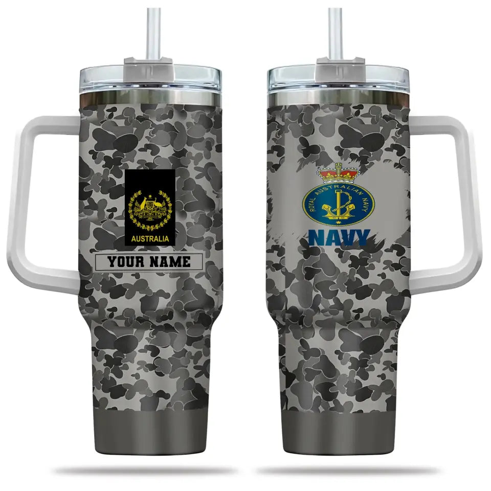 Personalized Australian Soldier/ Veteran Camo With Name And Rank 40oz Tumbler 3D Printed - 17060544