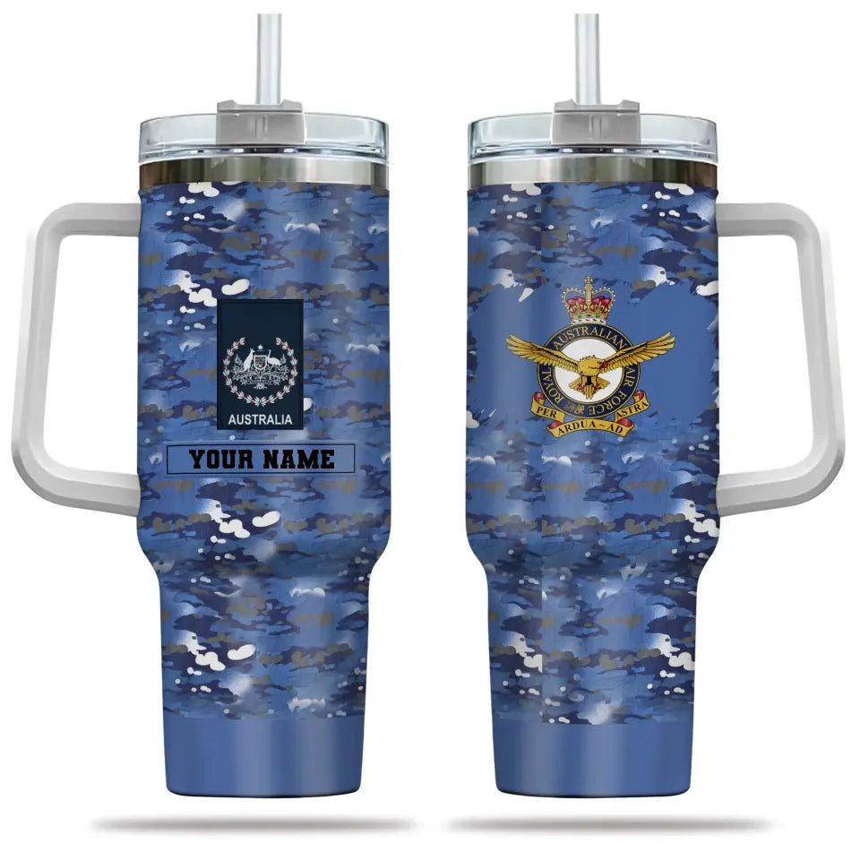 Personalized Australian Soldier/ Veteran Camo With Name And Rank 40oz Tumbler 3D Printed - 17060544