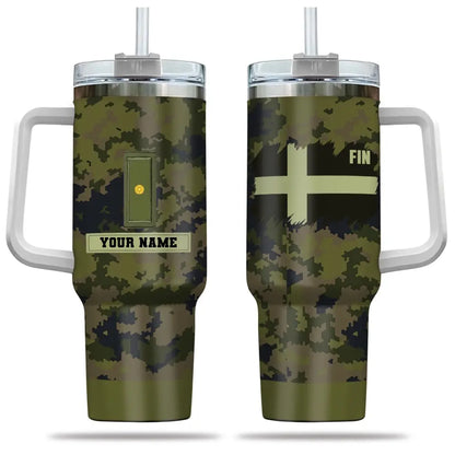 Personalized Finland Soldier/ Veteran Camo With Name And Rank 40oz Tumbler 3D Printed - 17060544