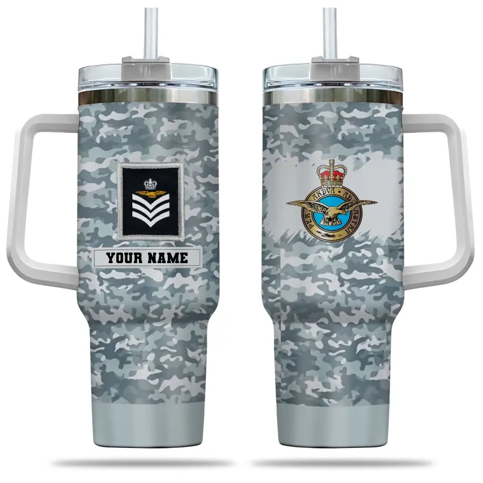 Personalized UK Soldier/ Veteran Camo With Name And Rank 40oz Tumbler 3D Printed - 2401240001