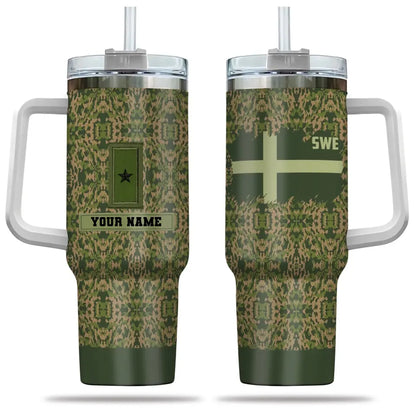 Personalized Sweden Soldier/ Veteran Camo With Name And Rank 40oz Tumbler 3D Printed - 2401240001