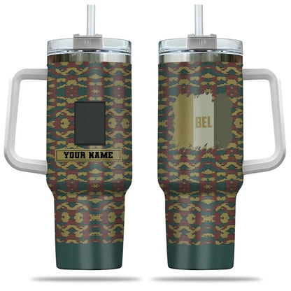 Personalized Belgium Soldier/ Veteran Camo With Name And Rank 40oz Tumbler 3D Printed - 17087328