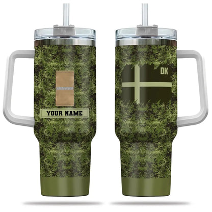 Personalized Denmark Soldier/ Veteran Camo With Name And Rank 40oz Tumbler 3D Printed - 17060544