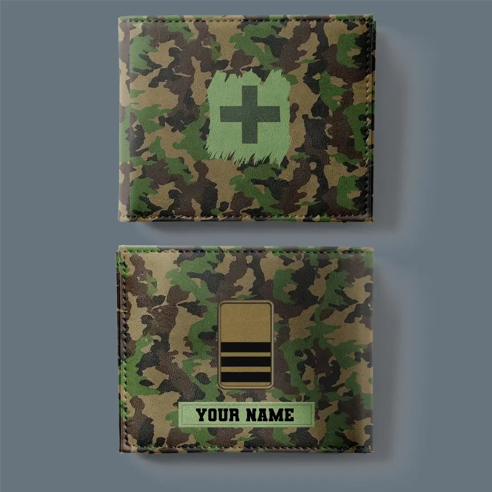 Personalized Swiss Soldier/ Veteran Camo With Name And Rank Wallet 3D Printed - 17061408