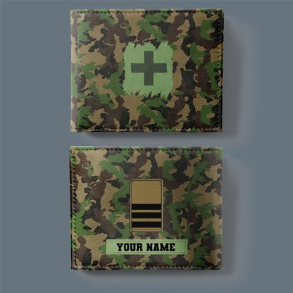 Personalized Swiss Soldier/ Veteran Camo With Name And Rank Wallet 3D Printed - 17061408