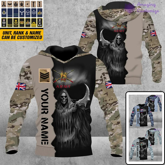 Personalized UK Soldier/ Veteran Camo With Name And Rank Hoodie 3D Printed  - 17062272