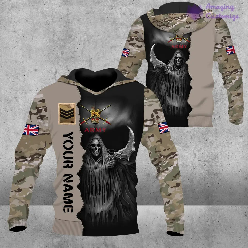 Personalized UK Soldier/ Veteran Camo With Name And Rank Hoodie 3D Printed  - 17062272