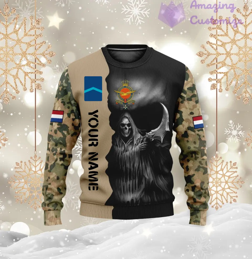 Personalized Netherlands Soldier/ Veteran Camo With Name And Rank  T-Shirt 3D Printed  - 2601240001
