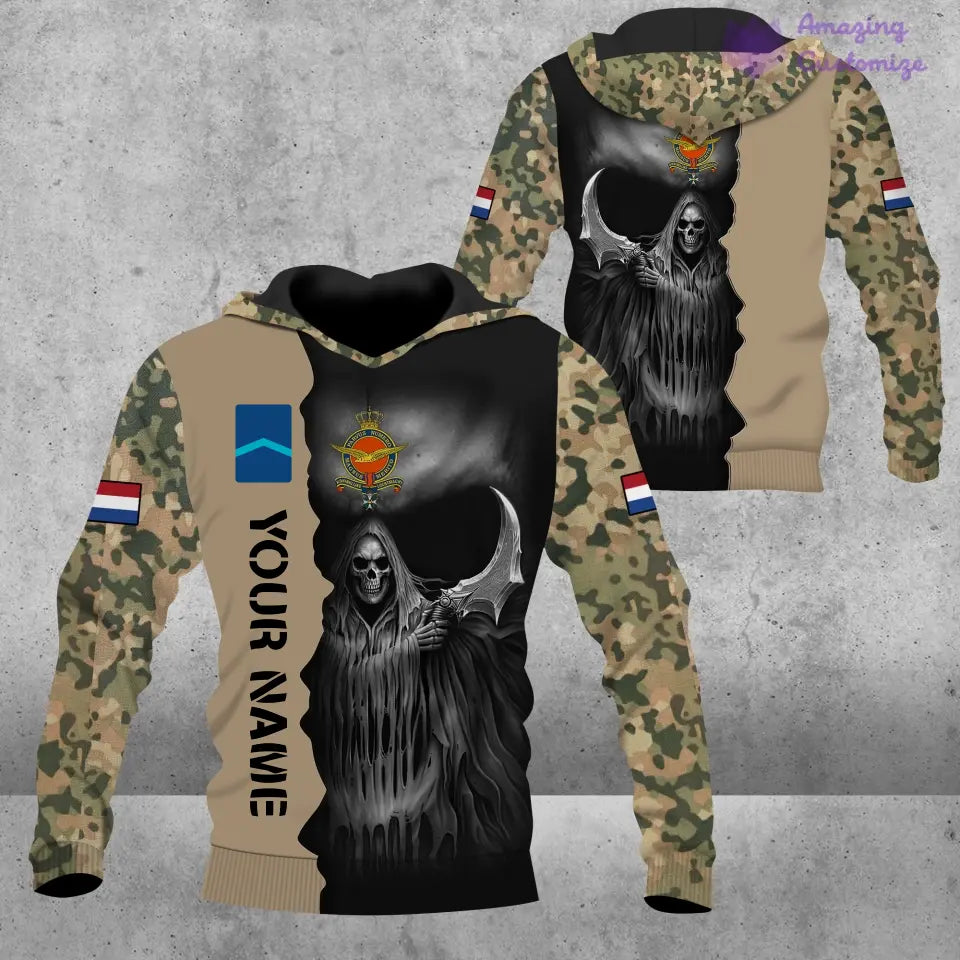 Personalized Netherlands Soldier/ Veteran Camo With Name And Rank  T-Shirt 3D Printed  - 2601240001