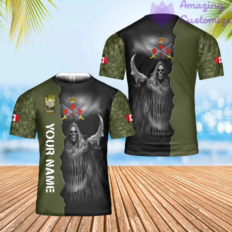 Personalized Canadian Soldier/ Veteran Camo With Name And Rank T-Shirt 3D Printed  - 2601240001