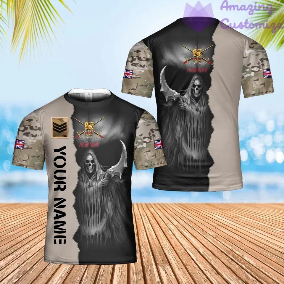Personalized UK Soldier/ Veteran Camo With Name And Rank T-Shirt 3D Printed  - 2601240001