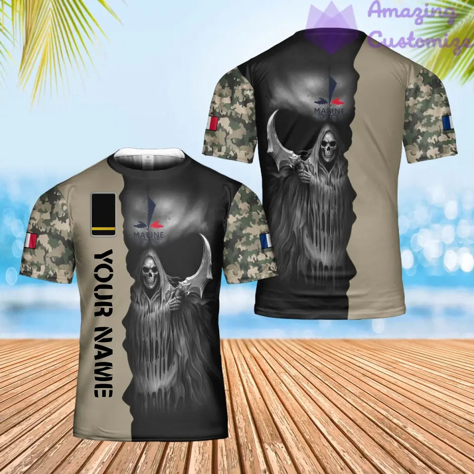 Personalized France Soldier/ Veteran Camo With Name And Rank T-Shirt 3D Printed  - 2601240001