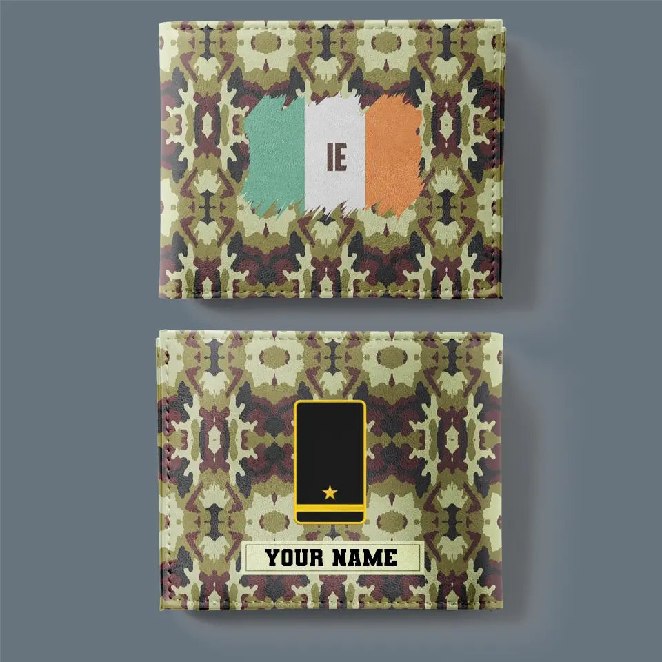 Personalized Ireland Soldier/ Veteran Camo With Name And Rank Wallet 3D Printed - 17061408