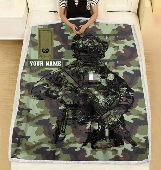 Personalized Ireland Solider/ Veteran Camo With Name And Rank Fleece Blanket 3D Printed - 17229024