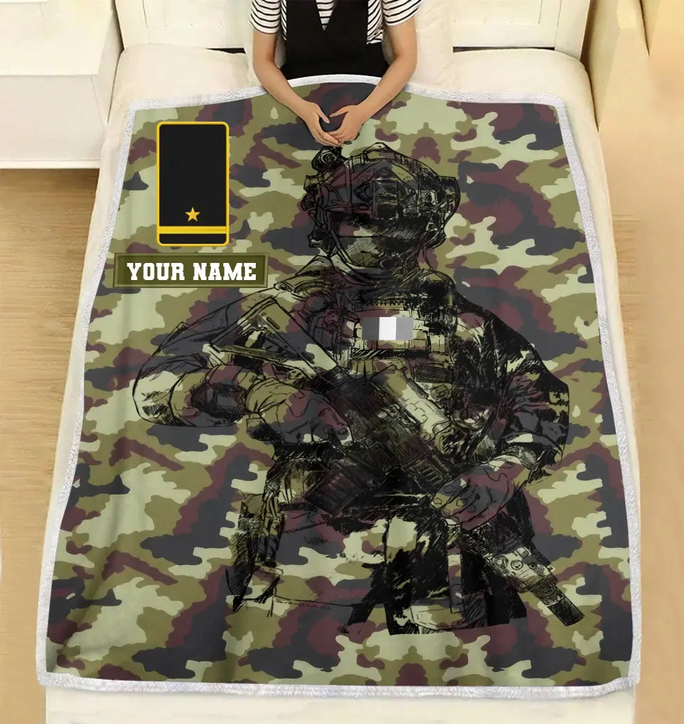 Personalized Ireland Solider/ Veteran Camo With Name And Rank Fleece Blanket 3D Printed - 17229024