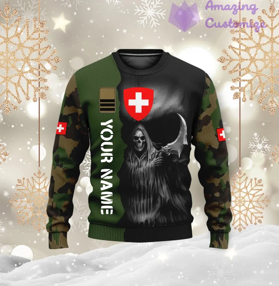 Personalized Swiss Soldier/ Veteran Camo With Name And Rank T-Shirt 3D Printed - 17191872
