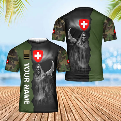 Personalized Swiss Soldier/ Veteran Camo With Name And Rank T-Shirt 3D Printed - 17191872