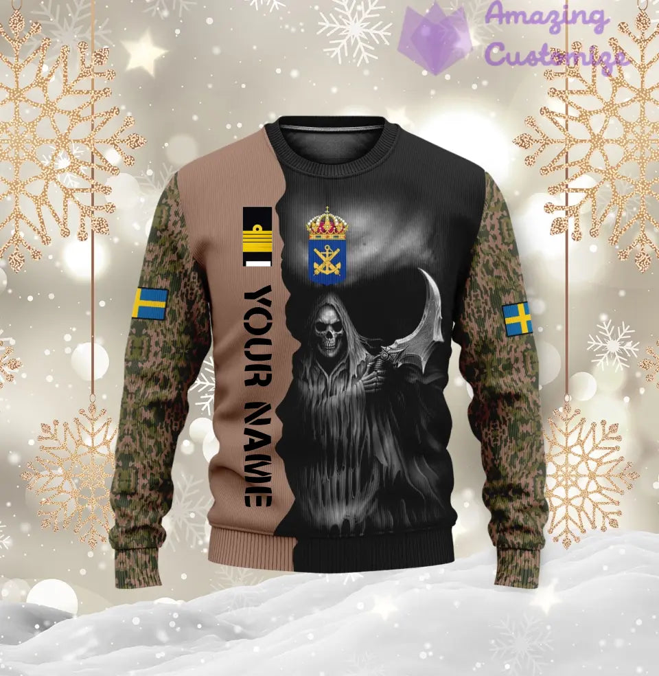 Personalized Sweden Soldier/ Veteran Camo With Name And Rank T-Shirt 3D Printed  - 2601240001