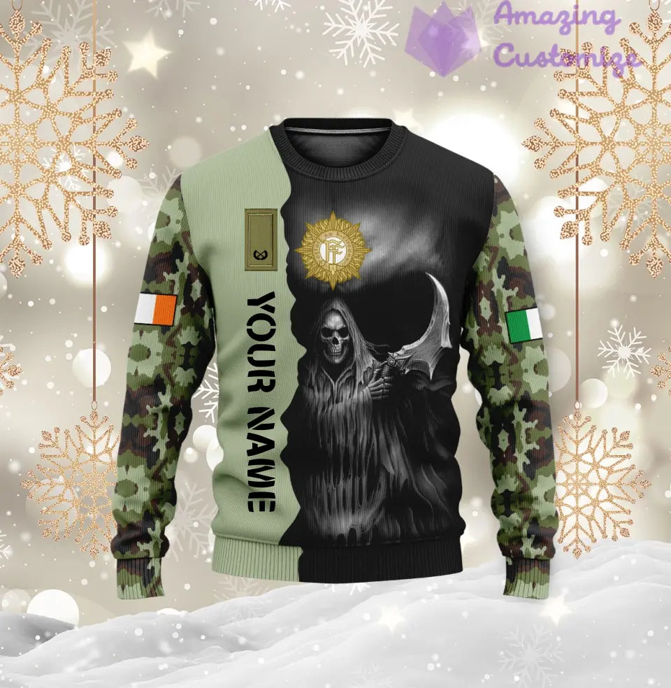 Personalized Ireland Soldier/ Veteran Camo With Name And Rank Hoodie 3D Printed  - 2601240001