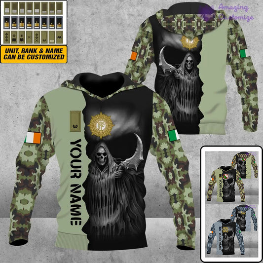 Personalized Ireland Soldier/ Veteran Camo With Name And Rank Hoodie 3D Printed  - 2601240001