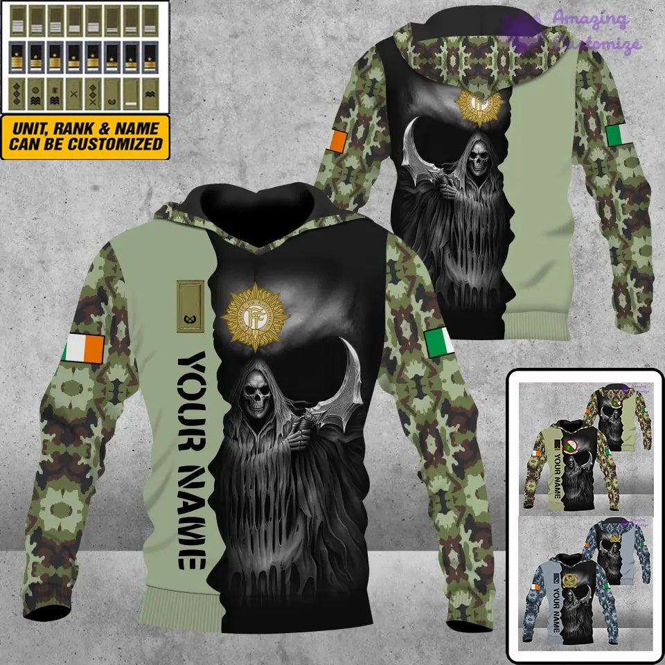 Personalized Ireland Soldier/ Veteran Camo With Name And Rank Hoodie 3D Printed  - 17062272