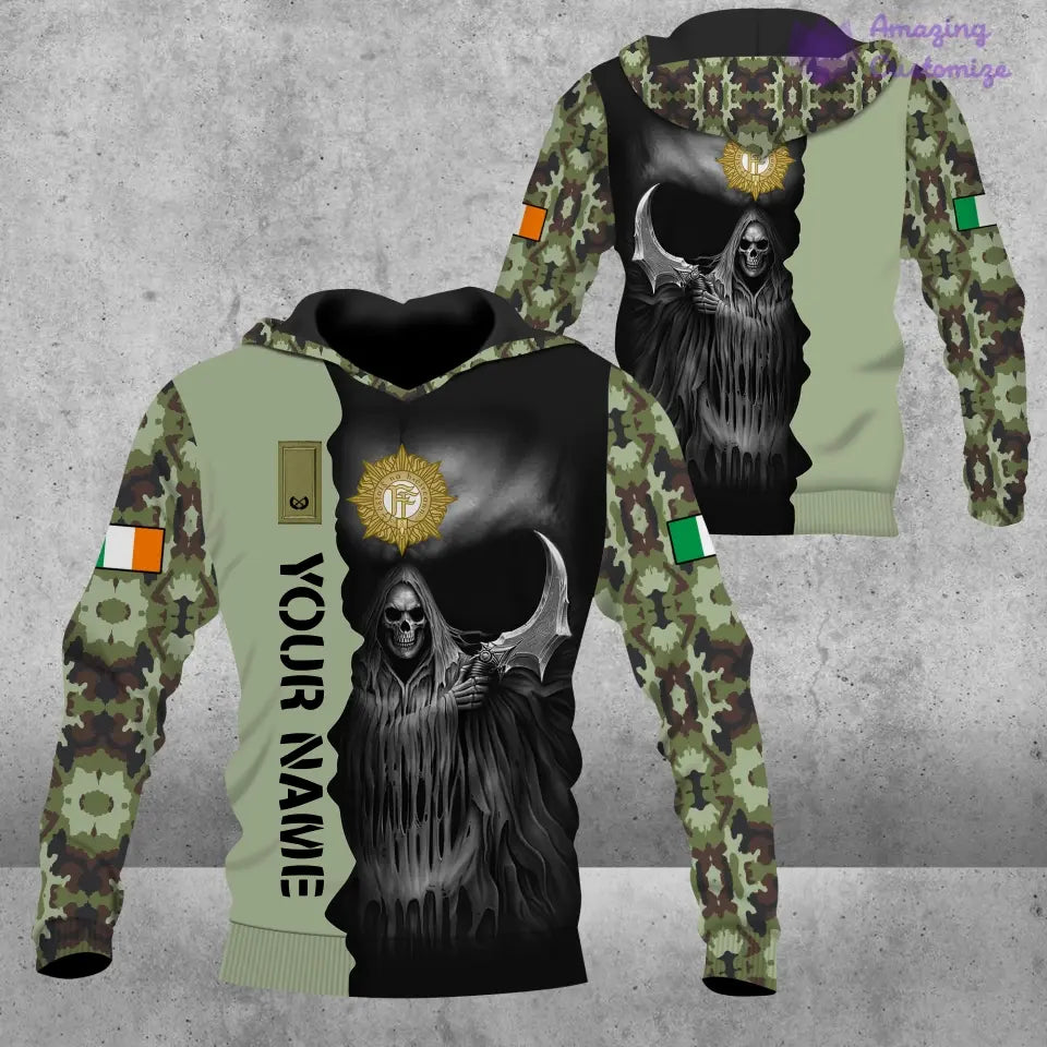 Personalized Ireland Soldier/ Veteran Camo With Name And Rank Hoodie 3D Printed  - 2601240001