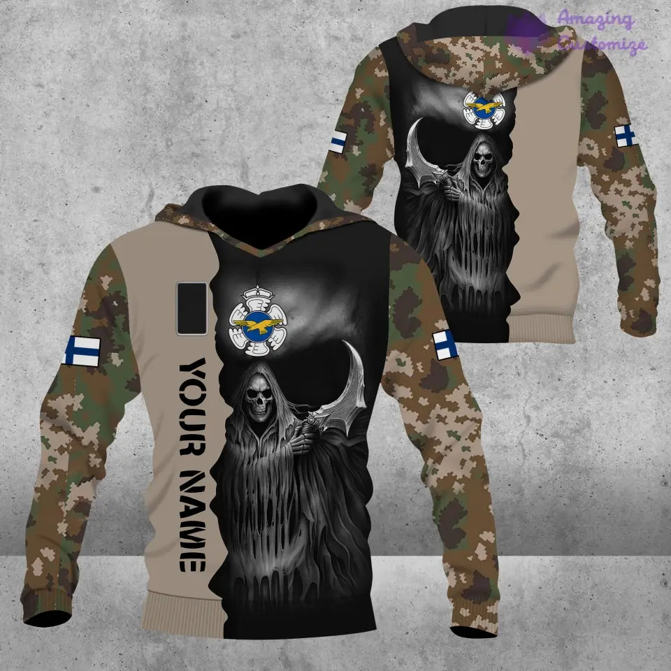 Personalized Finland Soldier/ Veteran Camo With Name And Rank Hoodie 3D Printed  - 2601240001