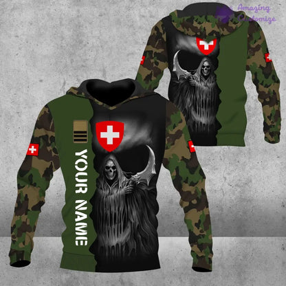 Personalized Swiss Soldier/ Veteran Camo With Name And Rank Hoodiet 3D Printed - 2601240001