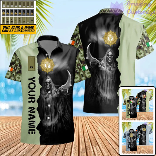 Personalized Ireland Soldier/ Veteran Camo With Name And Rank  Hawaii Shirt 3D Printed  - 2601240001