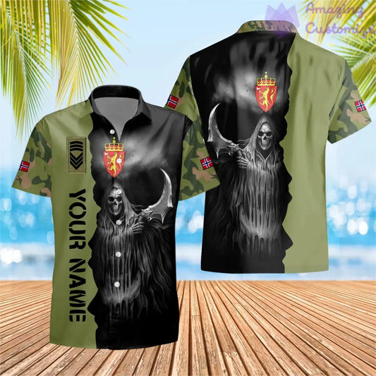 Personalized Norway Soldier/ Veteran Camo With Name And Rank Hawaii Shirt 3D Printed - 2601240001