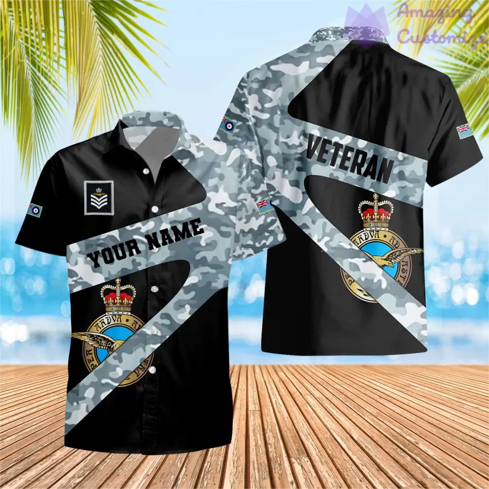 T-shirt personnalisé avec camouflage soldat/vétéran britannique avec nom et grade imprimé en 3D - 3001240001
