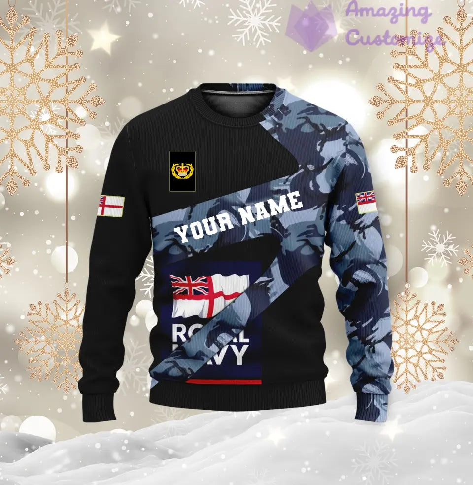 T-shirt personnalisé avec camouflage soldat/vétéran britannique avec nom et grade imprimé en 3D - 3001240001