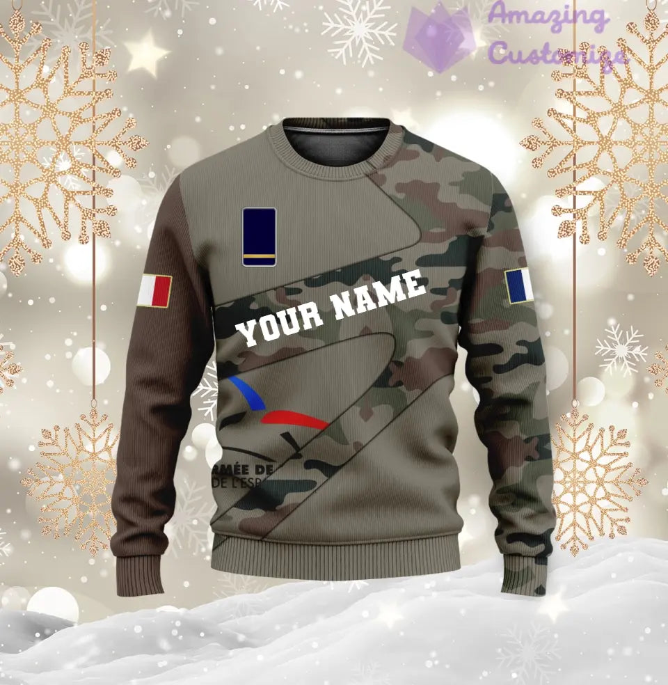 Personalized France Soldier/ Veteran Camo With Name And Rank T-Shirt 3D Printed  - 3001240001