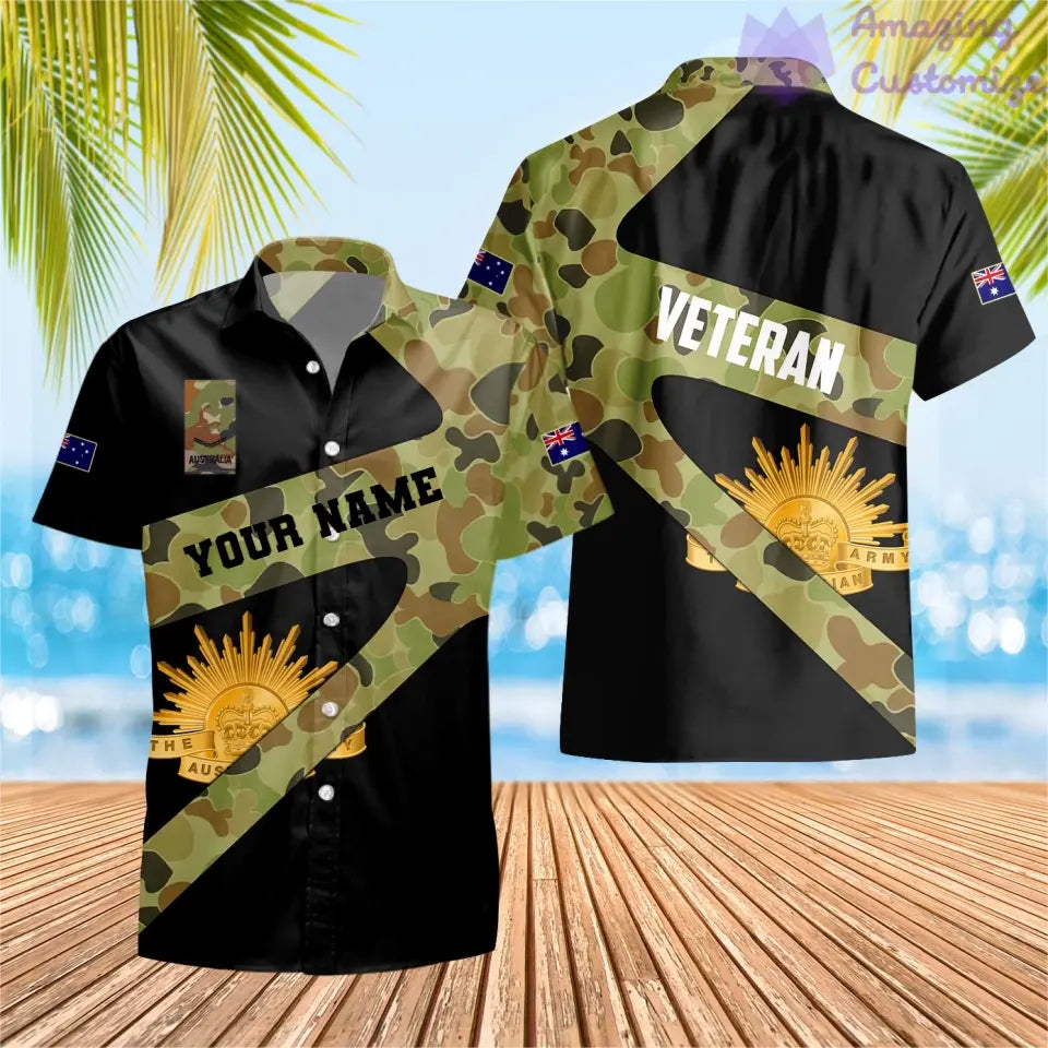 Personalized Australian Soldier/ Veteran Camo With Name And Rank Hawaii shirt 3D Printed  - 3001240001