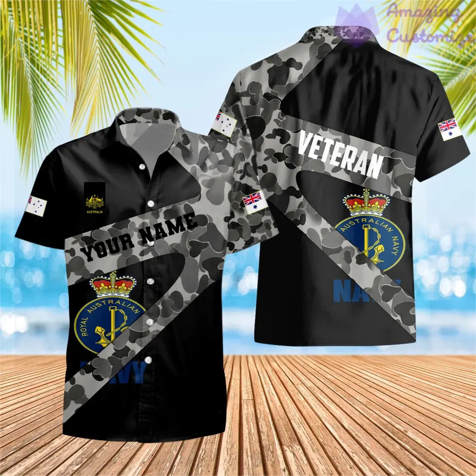 Personalized Australian Soldier/ Veteran Camo With Name And Rank Hawaii shirt 3D Printed  - 3001240001