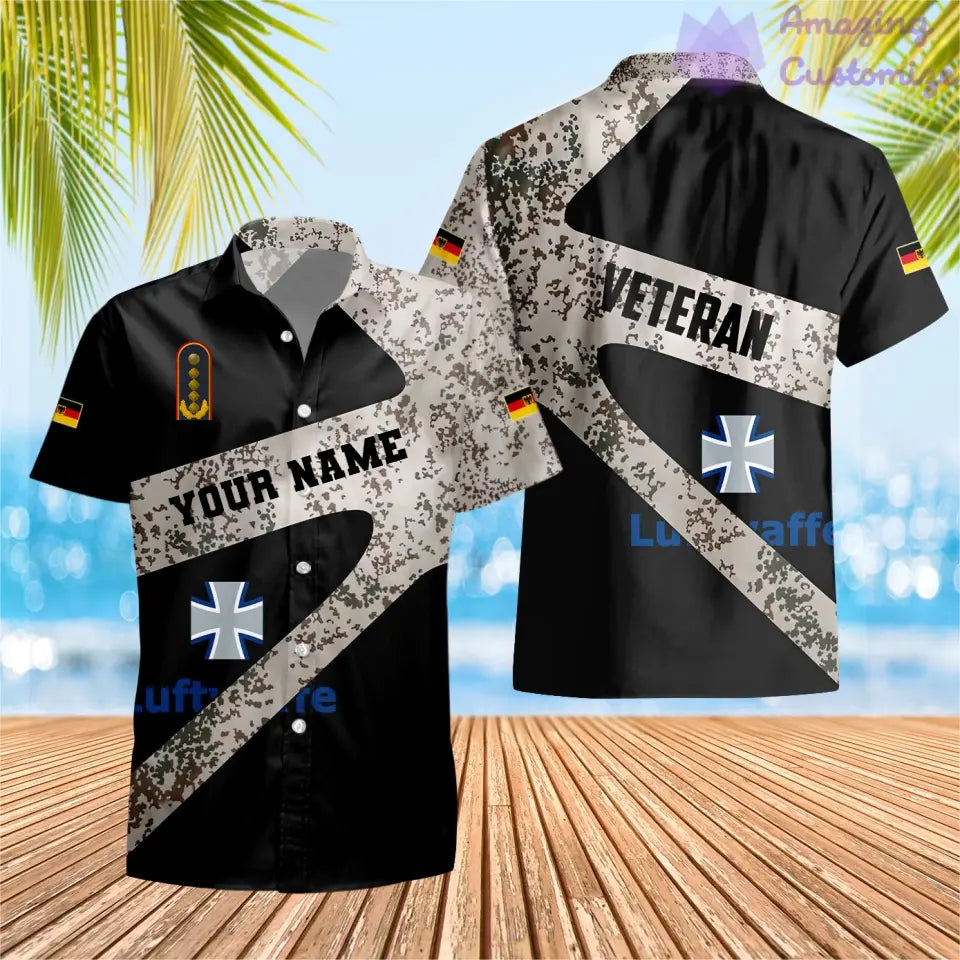 Personalized Germany Soldier/ Veteran Camo With Name And Rank Hawaii shirt 3D Printed  - 3001240001