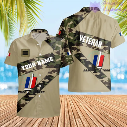 Personalized France Soldier/ Veteran Camo With Name And Rank Hawaii shirt 3D Printed  - 17065728