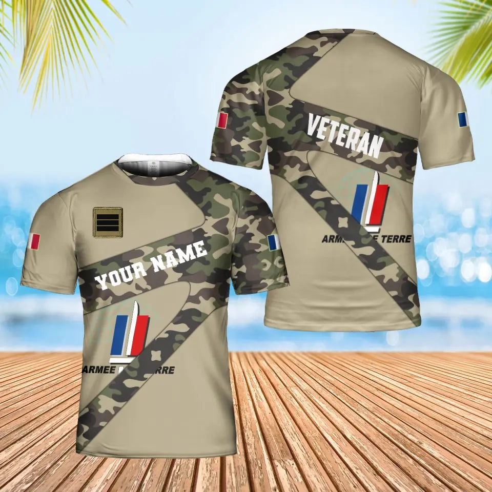 Personalized France Soldier/ Veteran Camo With Name And Rank Hawaii shirt 3D Printed  - 17065728