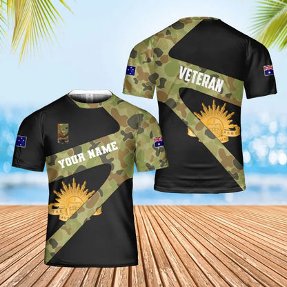 Personalized Australian Soldier/ Veteran Camo With Name And Rank T-Shirt 3D Printed  - 17062272
