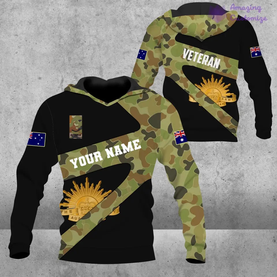 Personalized Australian Soldier/ Veteran Camo With Name And Rank T-Shirt 3D Printed  - 17062272