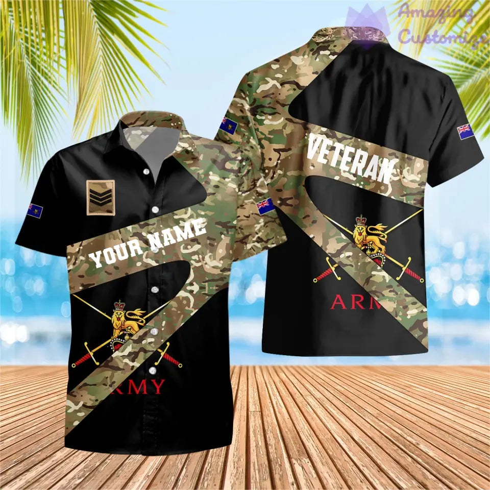 T-shirt personnalisé avec camouflage soldat/vétéran britannique avec nom et grade imprimé en 3D - 3001240001