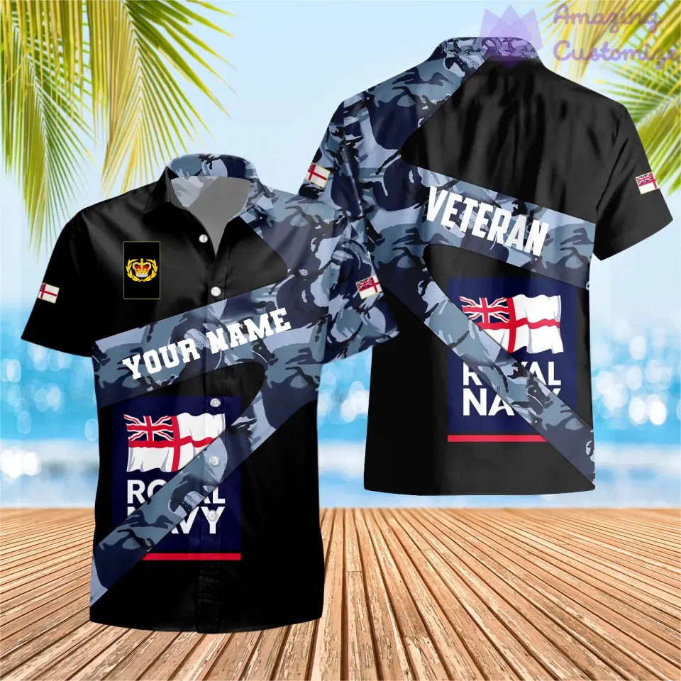 T-shirt personnalisé avec camouflage soldat/vétéran britannique avec nom et grade imprimé en 3D - 3001240001